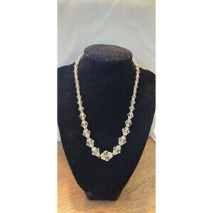 Vintage Clear Quartz Necklace Art Deco Gold-Filled Lobster-Claw Closure 16"